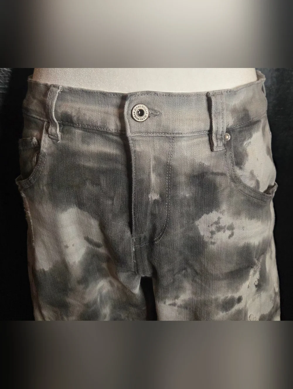 ✨️UPDATED✨️Sexy Woman Italy SW1207 Grey Tie Dye Distressed Boyfriend Jeans -